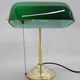1930s Art Deco Brass  Banker Table Lamp with Glass Shade, Czechoslovakia