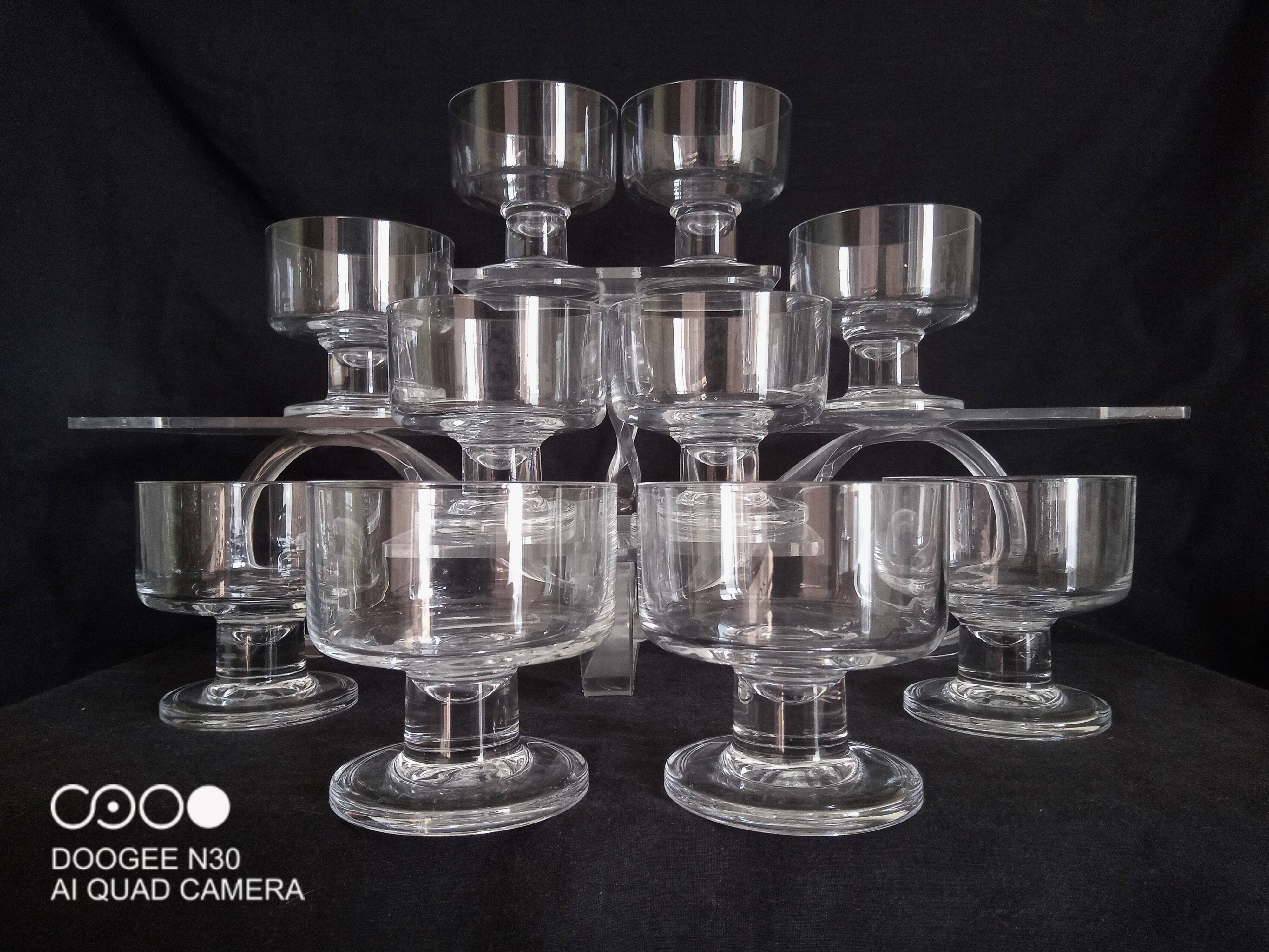Set of 10 Art Deco crystal footed bowls.