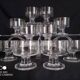 Set of 10 Art Deco crystal footed bowls.