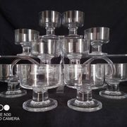 Set of 10 Art Deco crystal footed bowls.