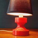 60s/70s lamp in red/orange lacquered wood