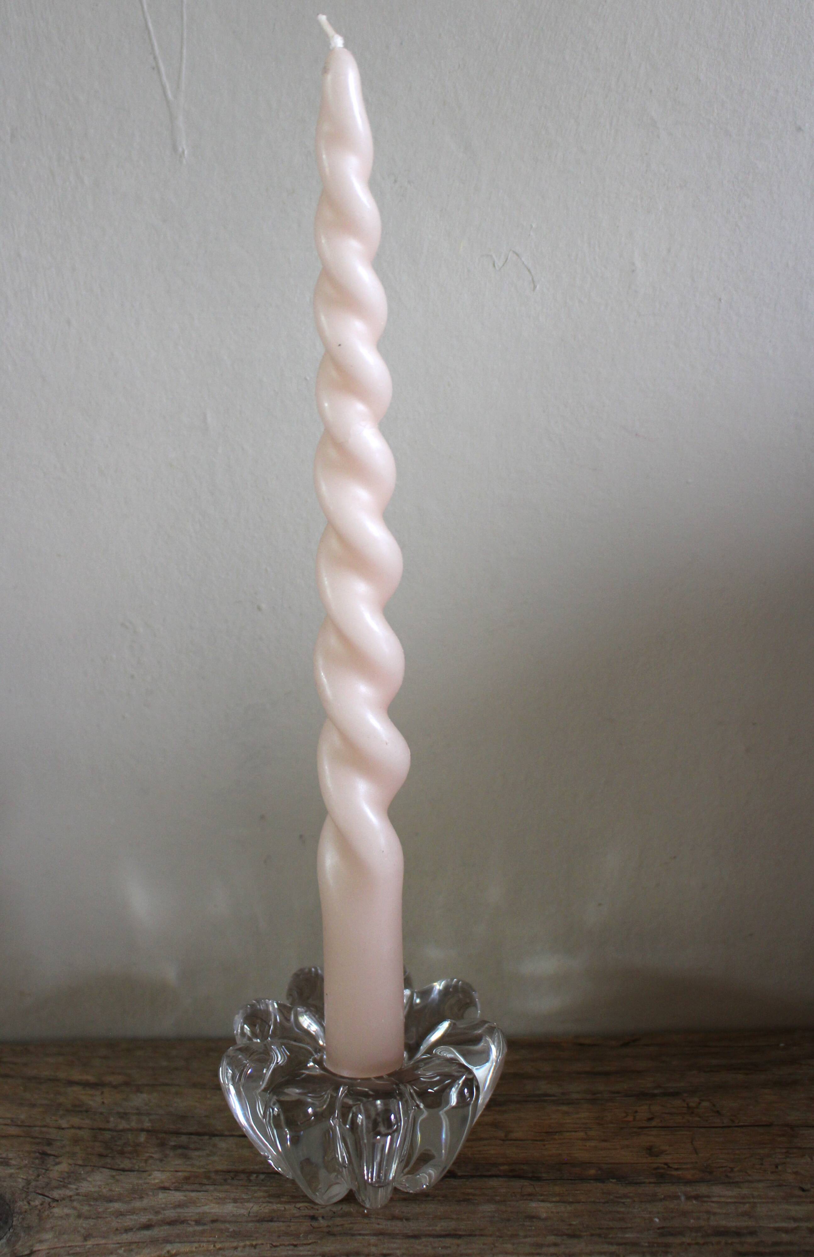 Glass flower candle holder vintage taper candle