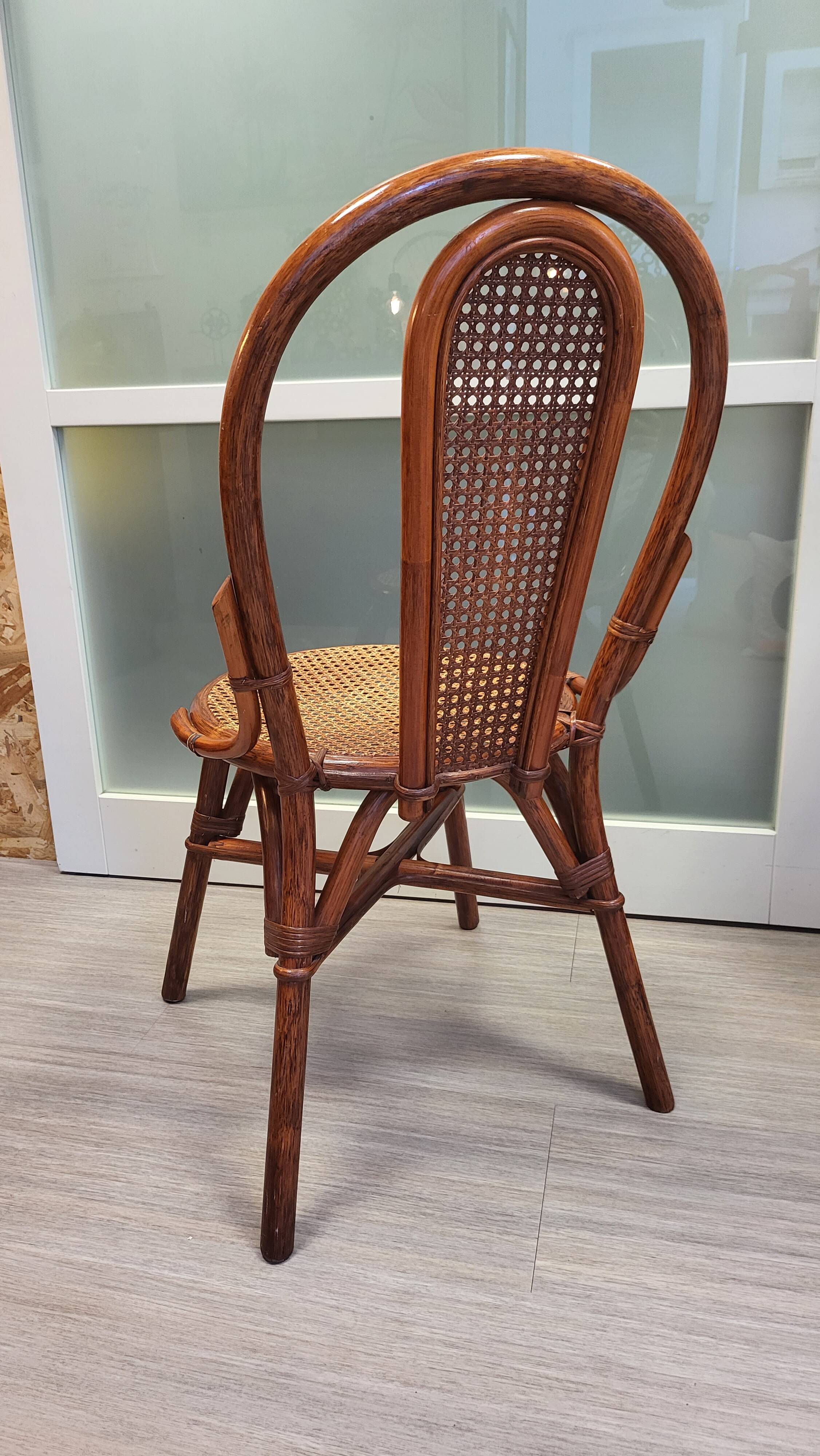 Vintage rattan and cane bistro chair