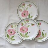 Set of 4 Moulin des Loups dinner plates, 1980, vintage French