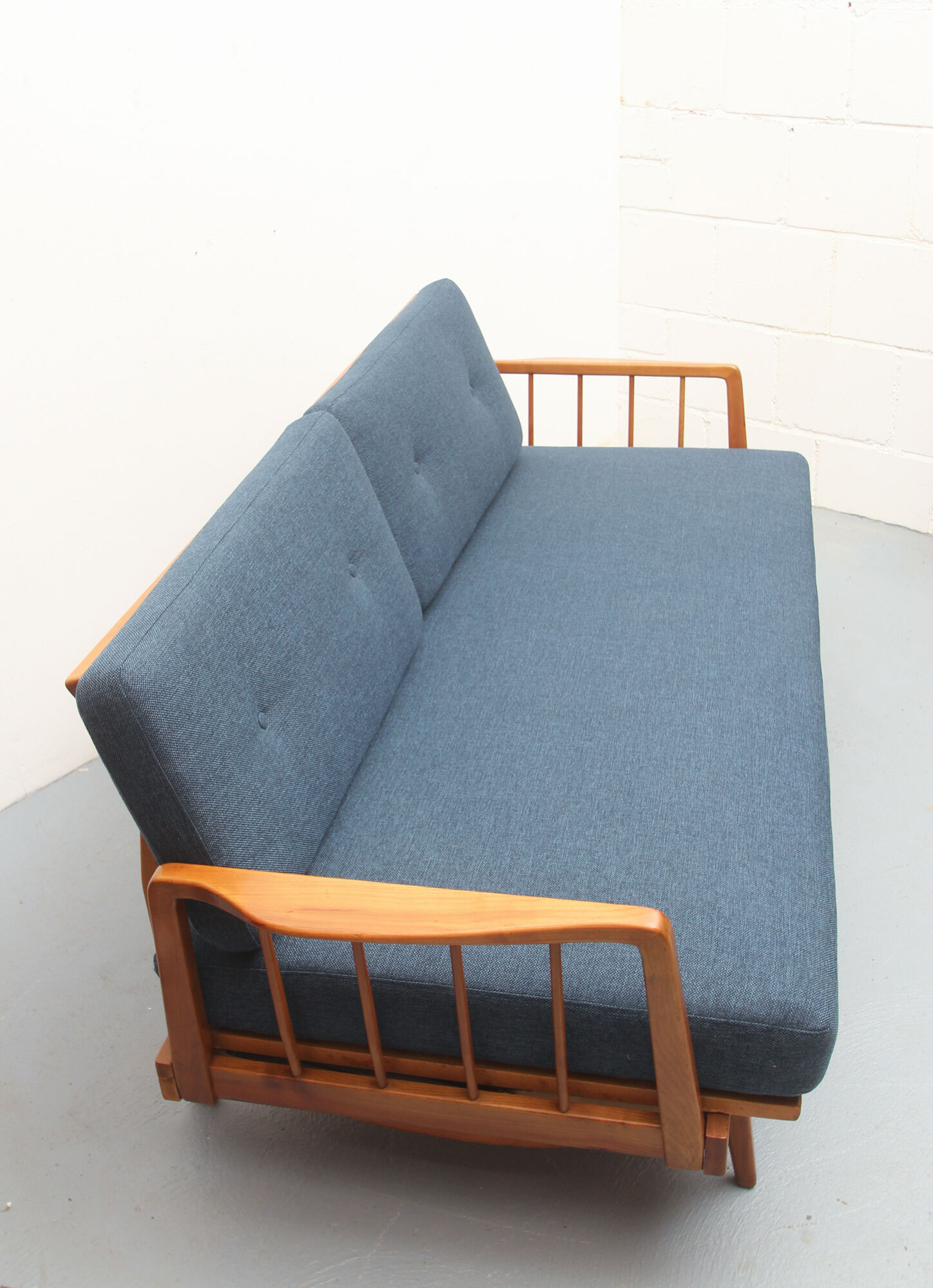 1950s daybed in cherrywood, fresh fabric, WK Furnitures