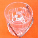 1970s Ice bucket Molded and chiseled glass Geometric decor
