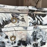 Baroque Abstract Painted Commode in Black and White by Felix Bachmann, 2024
