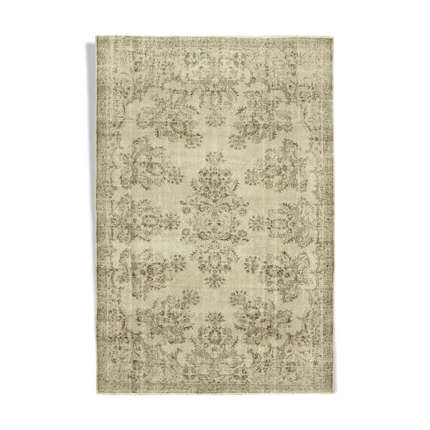 Hand-knotted unique turkish beige rug 208 cm x 310 cm