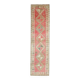 Tapis coureur vintage en laine et coton turc noué à la main rose 92x364
