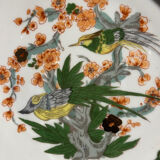Shallow porcelain plate from Limoges Raynaud, bird decoration.
