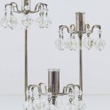 Silver-plated candlestick, faceted Swarovski crystals, Austria, 1960s