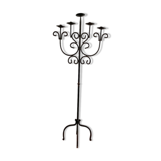 Wrought iron standing chandelier with five arms of light
