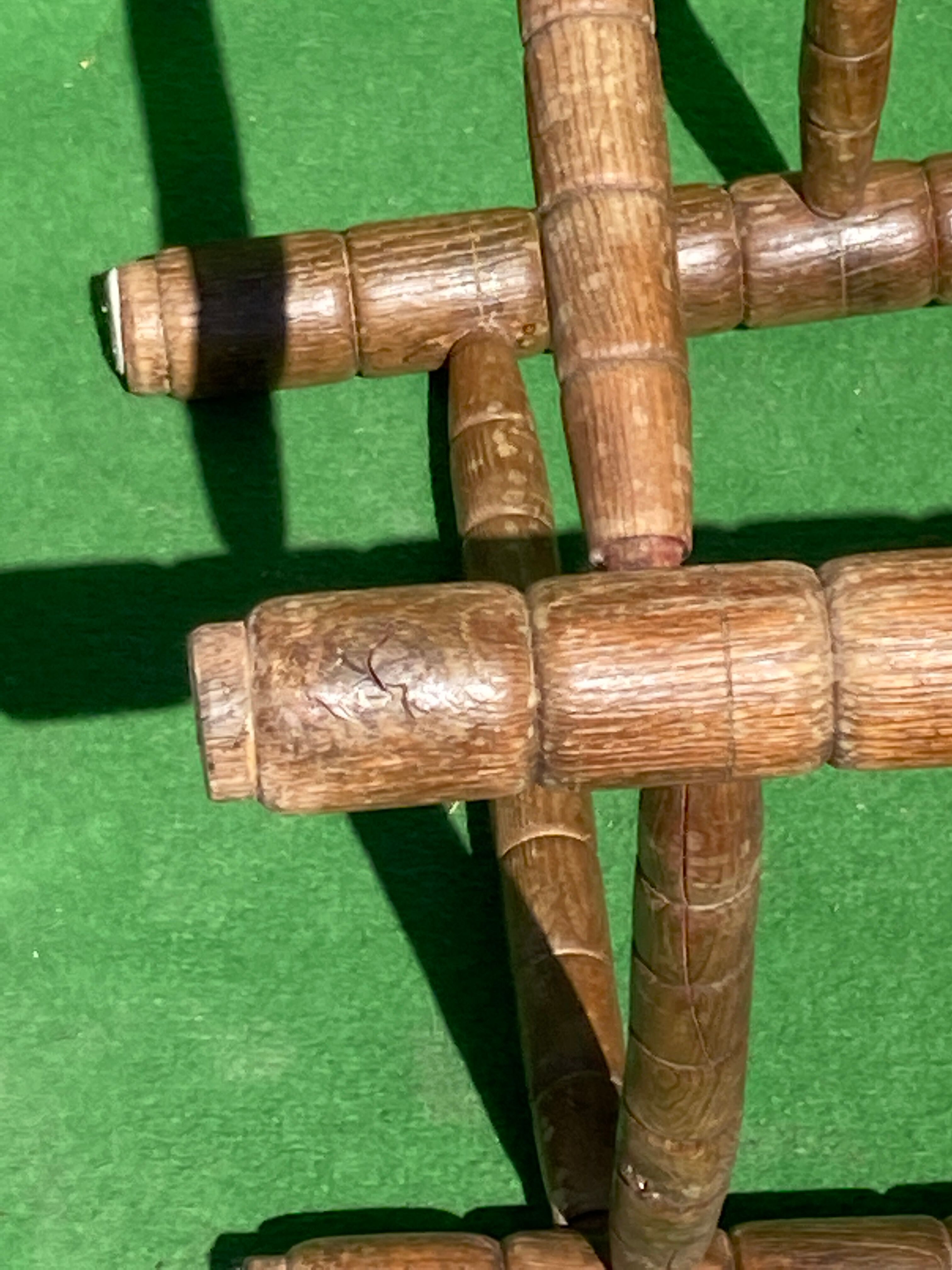 Pair german bobbin turned side chairs with rush seat