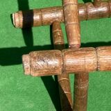 Pair german bobbin turned side chairs with rush seat