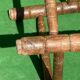 Pair german bobbin turned side chairs with rush seat