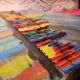 Mixed media canvas painting New York by B Morisson