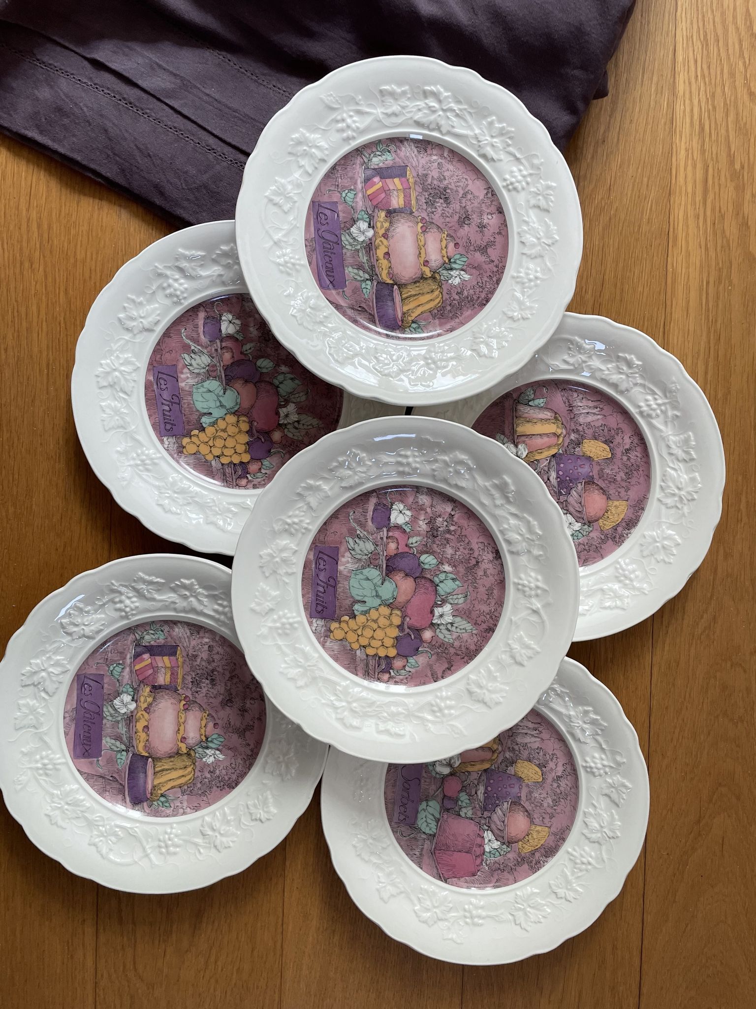 Set of 6 dessert plates Les Délices by Marie-Pierre Boitard - Faïence GIEN