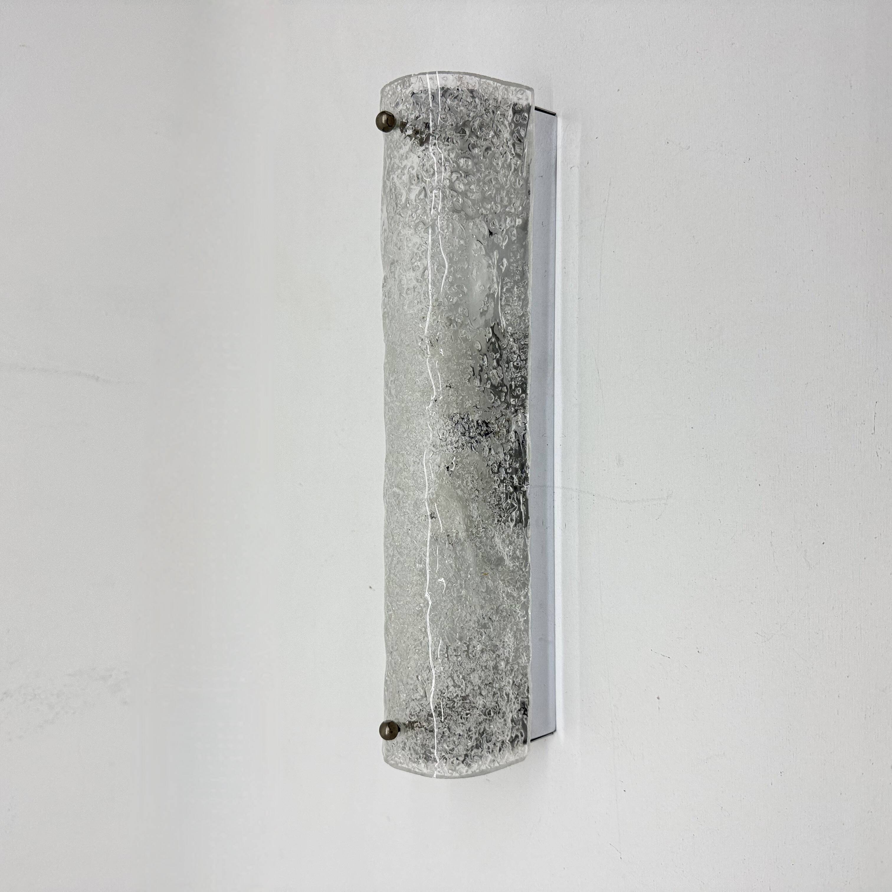 Applique murale en verre glacé vintage, années 1970