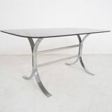 Glass and chrome dining table, 1970's