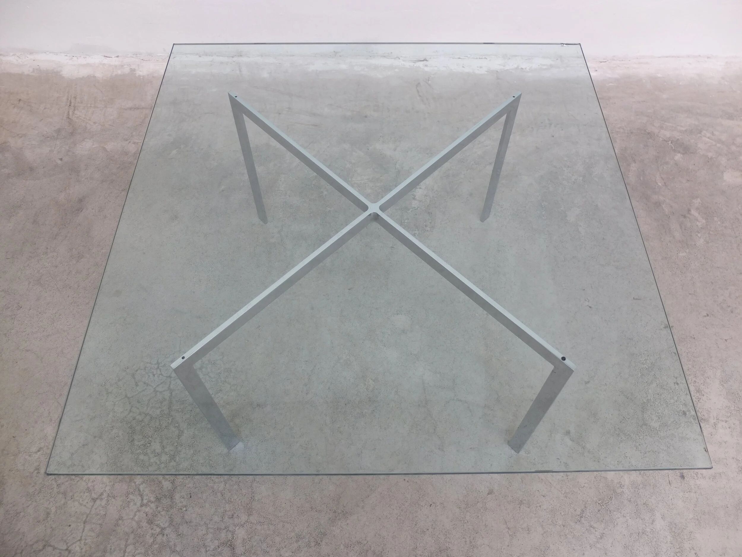 Glass 'Barcelona' coffee table by Mies Van Der Rohe for Knoll, 1929