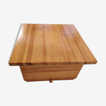 Brutalist solid pine coffee table, 80s