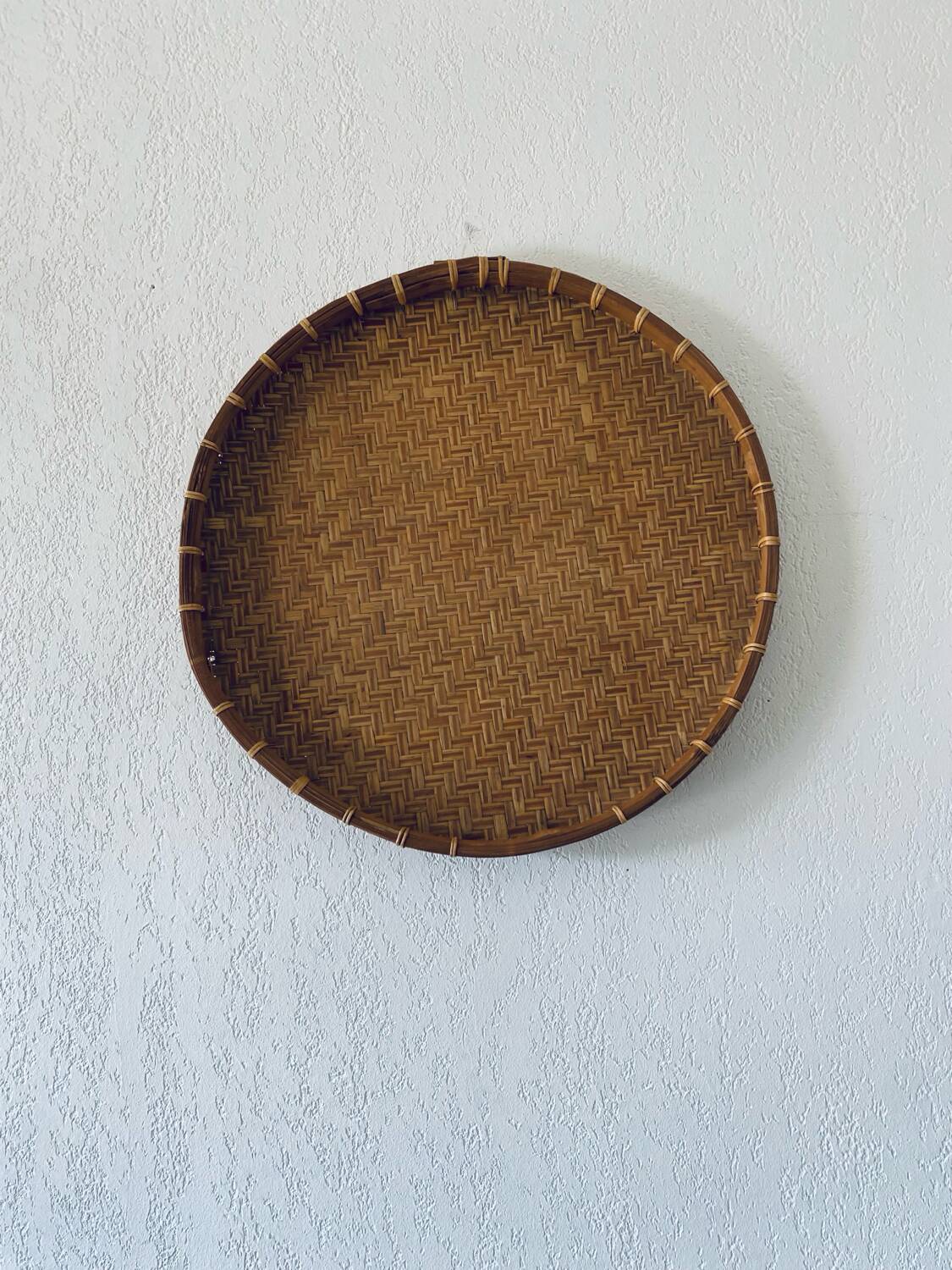 Large round bohemian bamboo tray