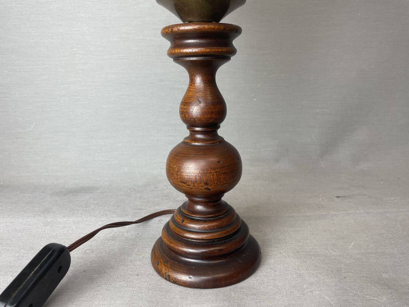 Portuguese wood and slag onyx glass table lamp 1960s