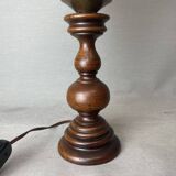 Lampe de table portugaise en bois et laitier en verre onyx 1960