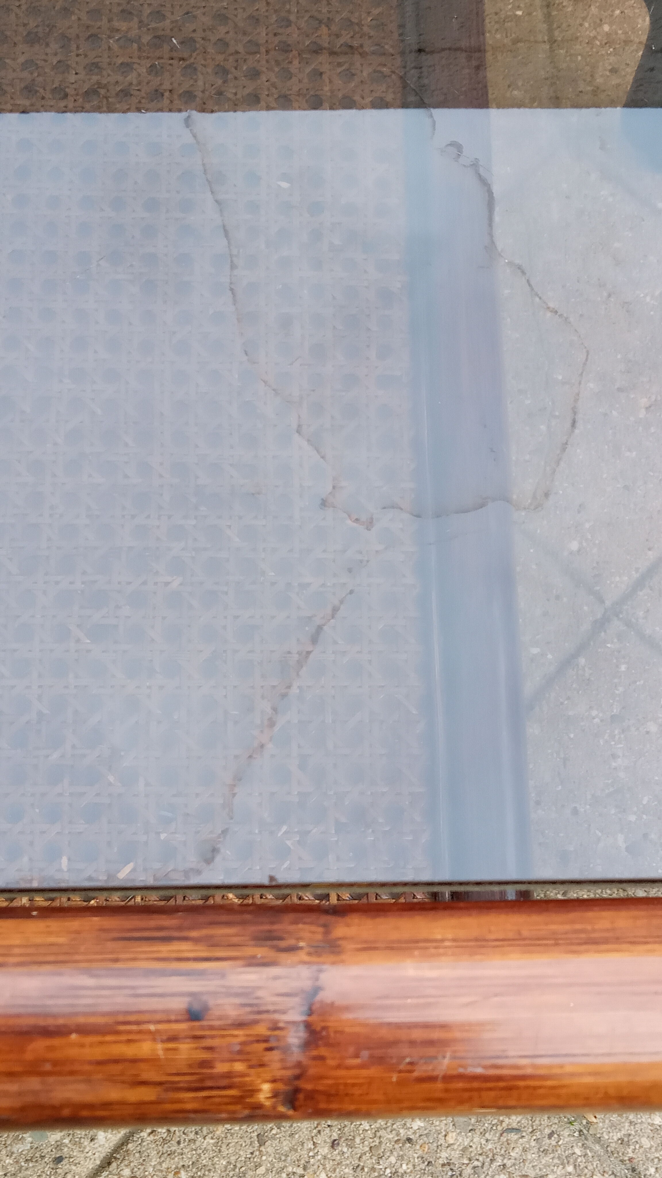 Vintage rattan coffee table and smoked glass