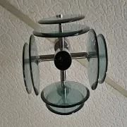 Nilo Veca for Fontana Arte: Vintage design pendant light in smoked green glass.