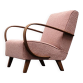 1930 Jindrich Halabala Bentwood Armchair in Pink Boucle