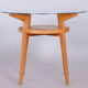 Mid-century small round table, jitona sobeslav, oak, glass, czechia, 1950s