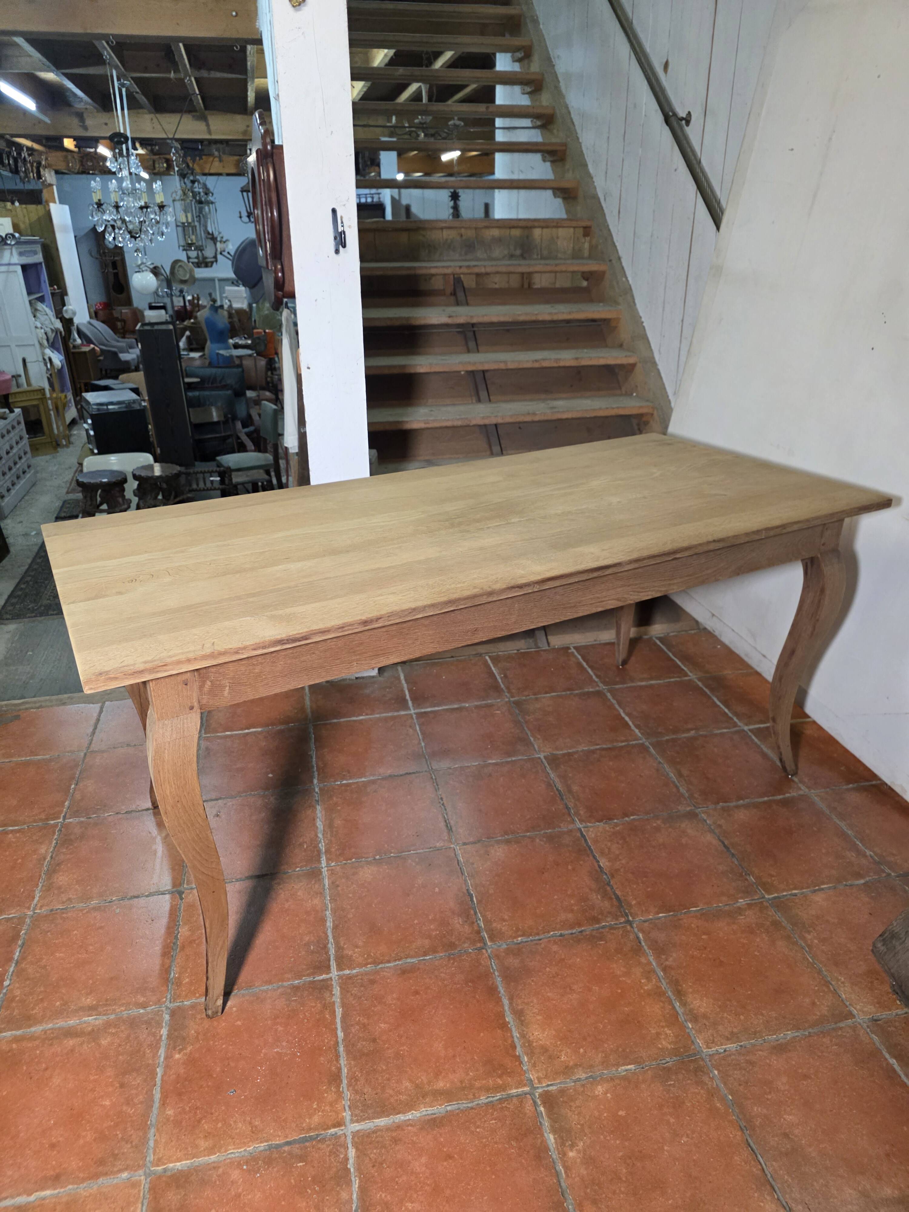 Louis XV style farmhouse table in solid oak, 170×80cm