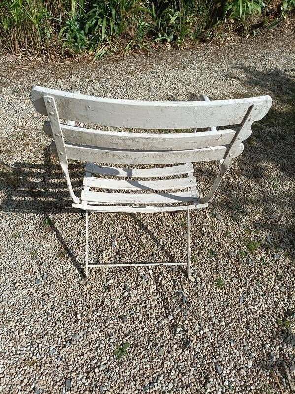 Garden lounge armchair wood metal iron patinated paint