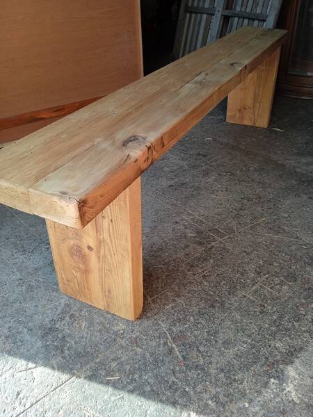 Bench 180 cm old solid wood with patina