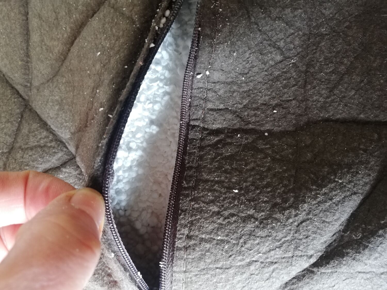 Brown round pouf imitation leather