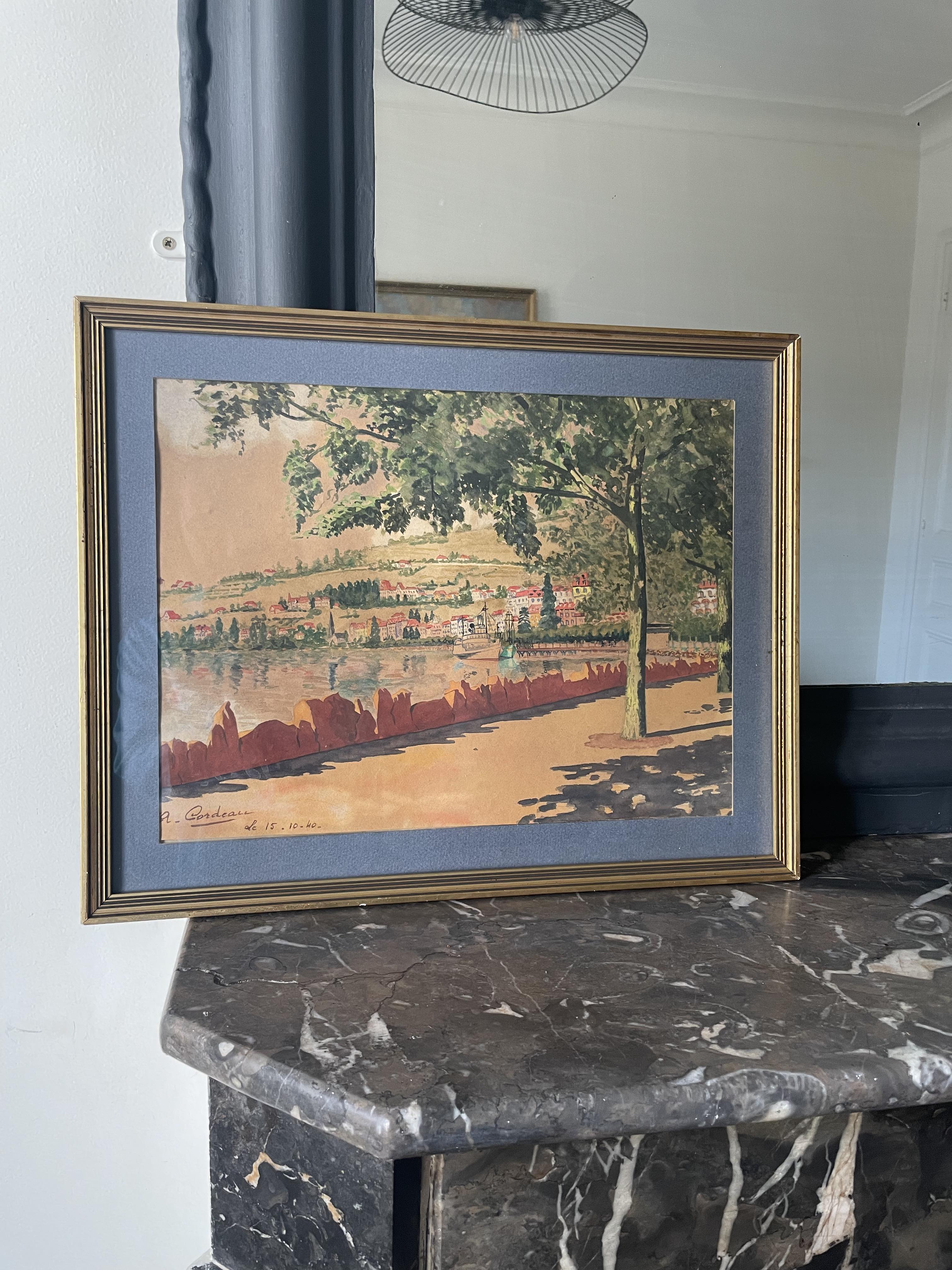 A.Cordeau "Walk around the lake" watercolor