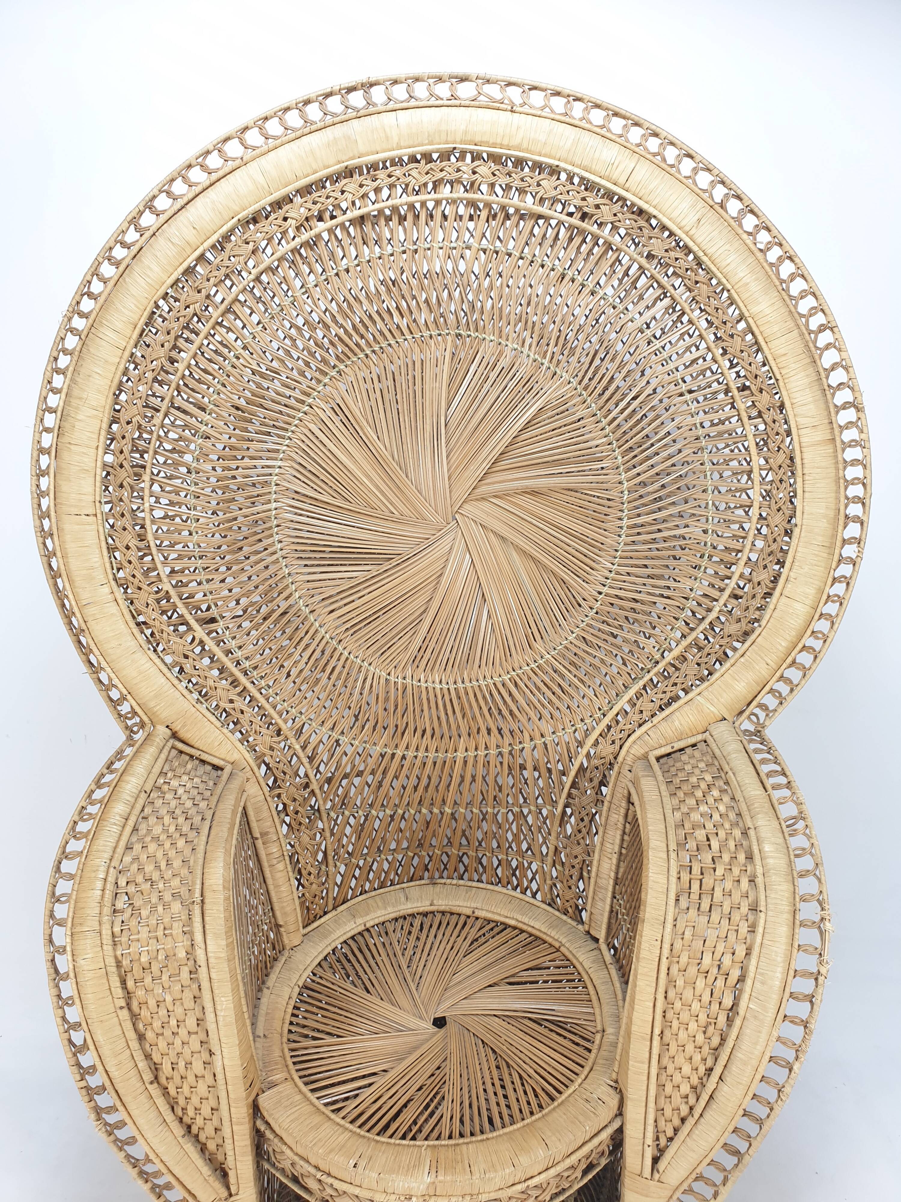 Emmanuelle in rattan and wicker armchair Italy 1960's