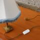 Vintage brass lamp with fringed shade – H35 cm, Ø20 cm