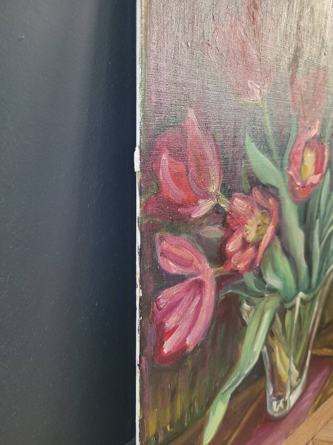 Oil painting on canvas bouquet signed A Parisis