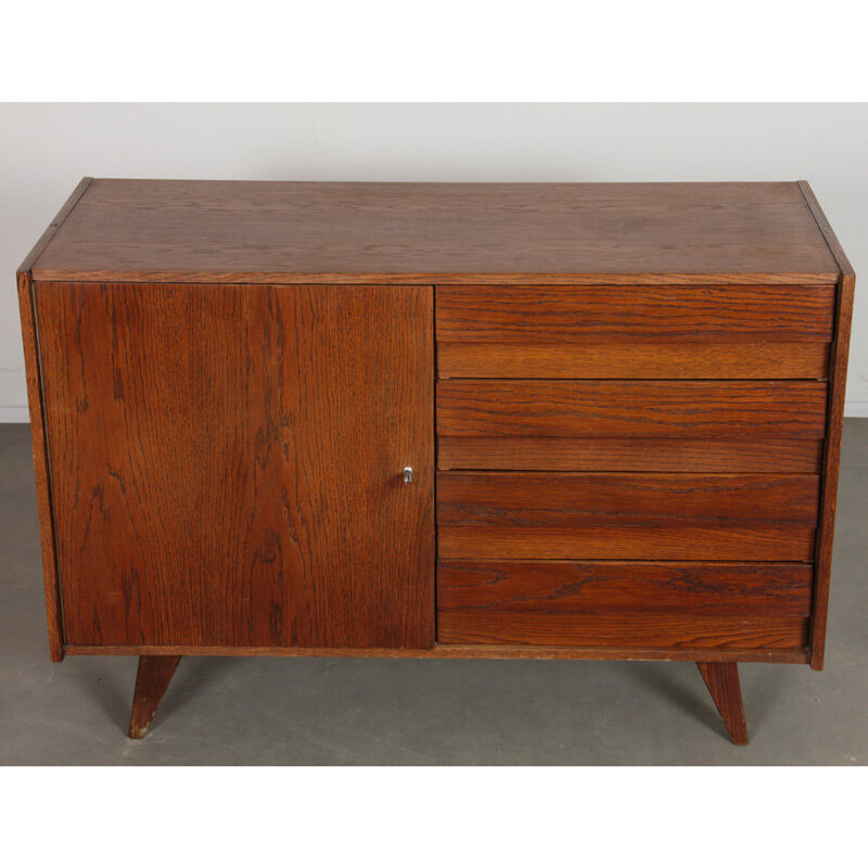Vintage stained oak chest of drawers model U-458 by Jiri Jiroutek, 1960