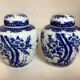 Paire de vases fleurs bleues