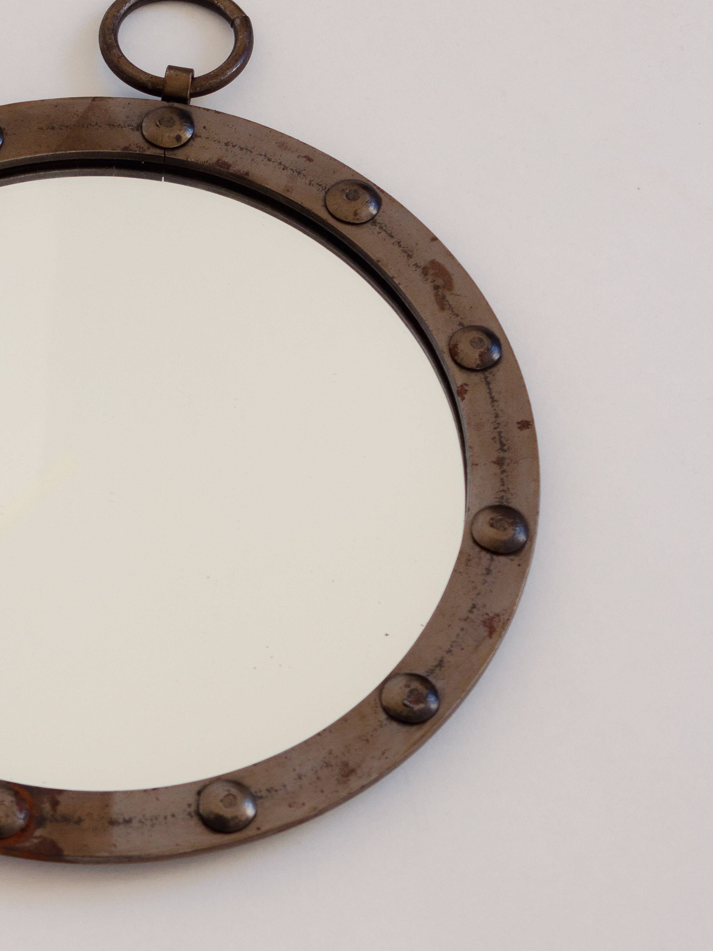 Circular metal porthole mirror, 1950s/60s