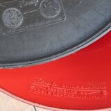 Pair of vintage stools, black and red by Henry Massonnet for Stamp, France