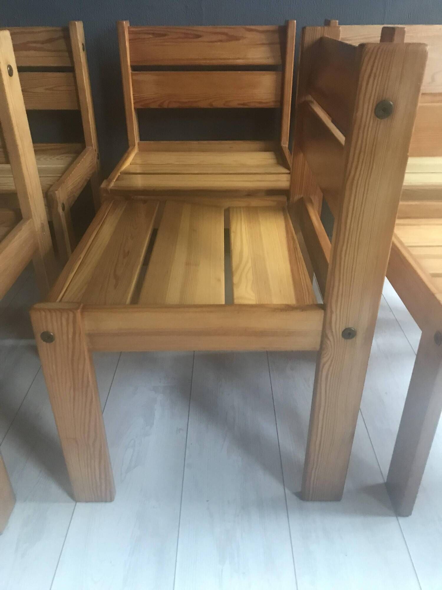 6 chaises de salle à manger en pin, Suède années 70