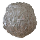 Vintage pressed molded glass lamp globe diamond faceted portable pendant light