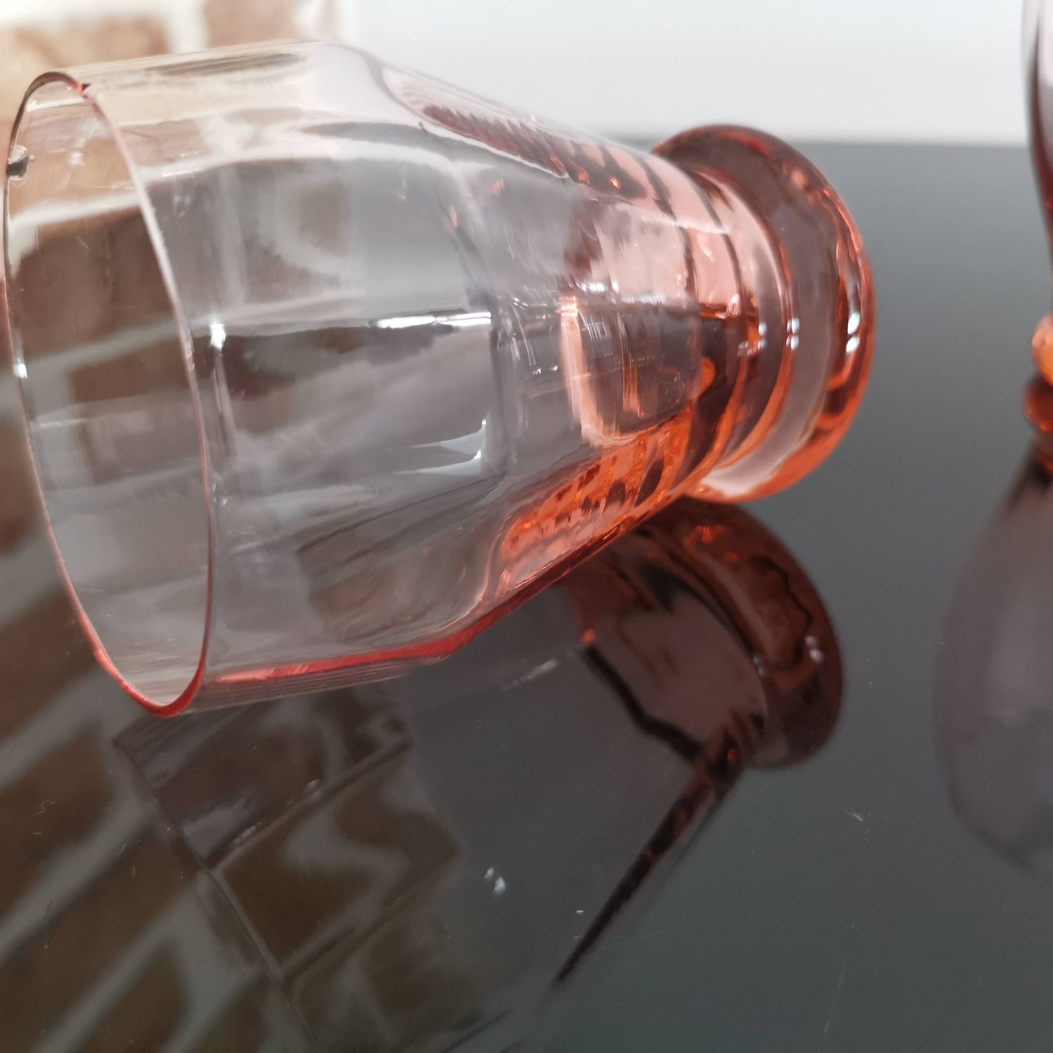 5 verres dépareillées rose vintage