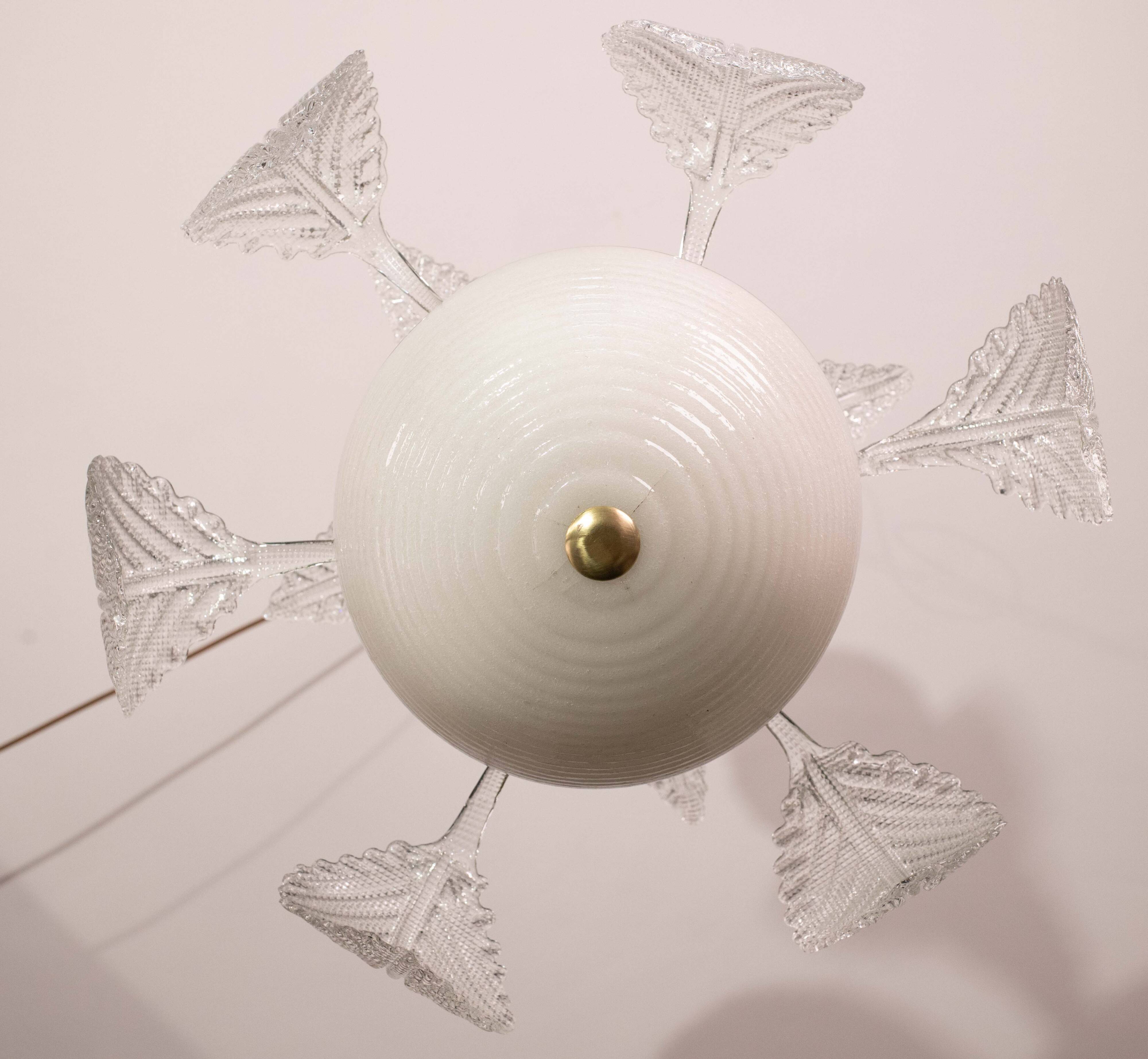 Luxury Barovier & Toso Chandelier, Murano Pulegoso Glass, 1950s