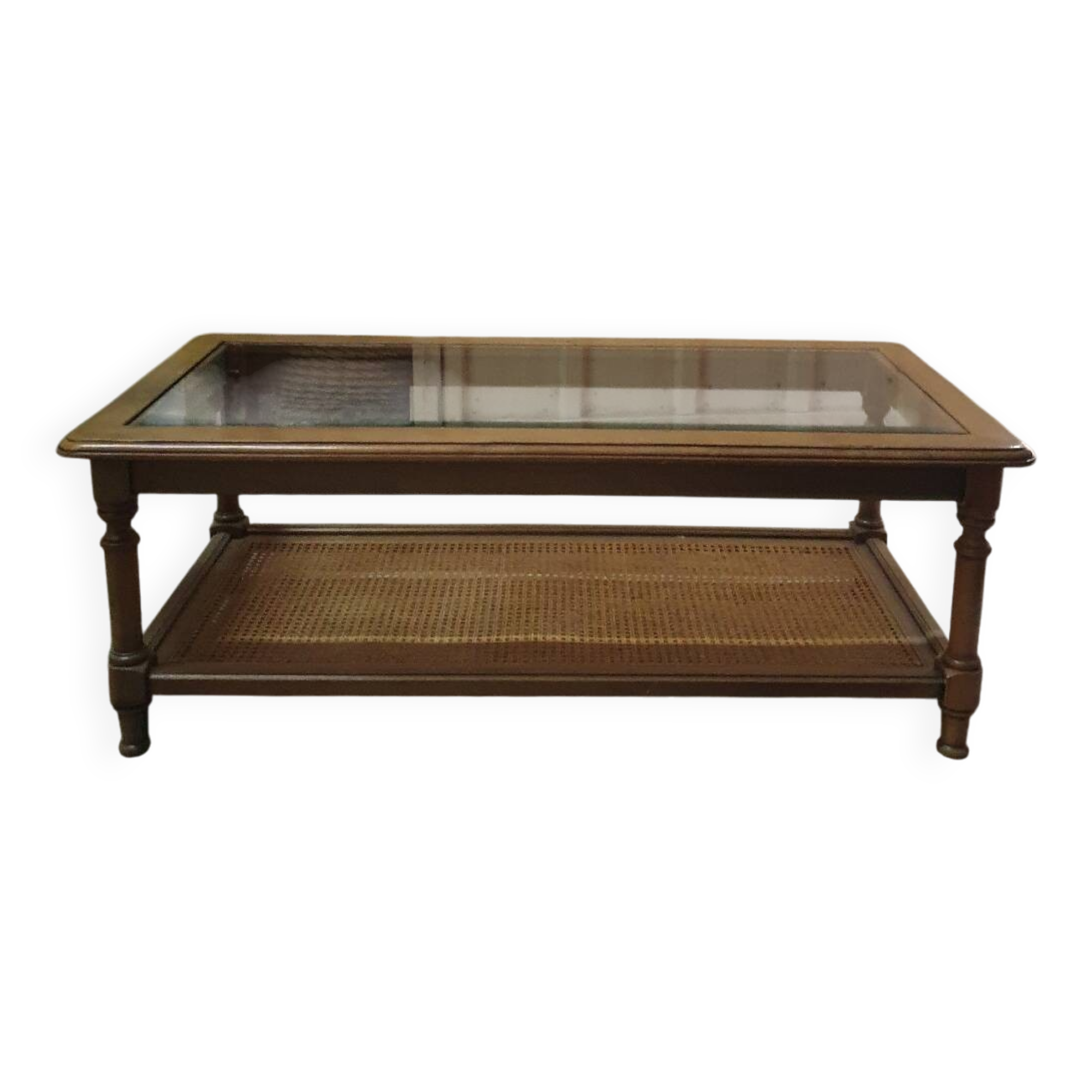 Table basse bois et cannage