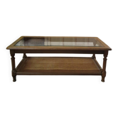 Table basse bois et cannage